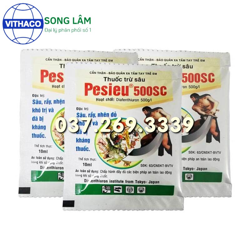 [VITHACO] Thuốc PESIEU 500SC đặc trị bọ trĩ, nhện đỏ, rầy, rệp cho rau màu, hoa, cây cảnh, cây ăn trái [gói 10ml]