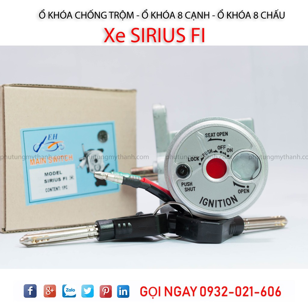 Ổ khóa xe Sirius FI 8 cạnh chống trộm hiệu quả