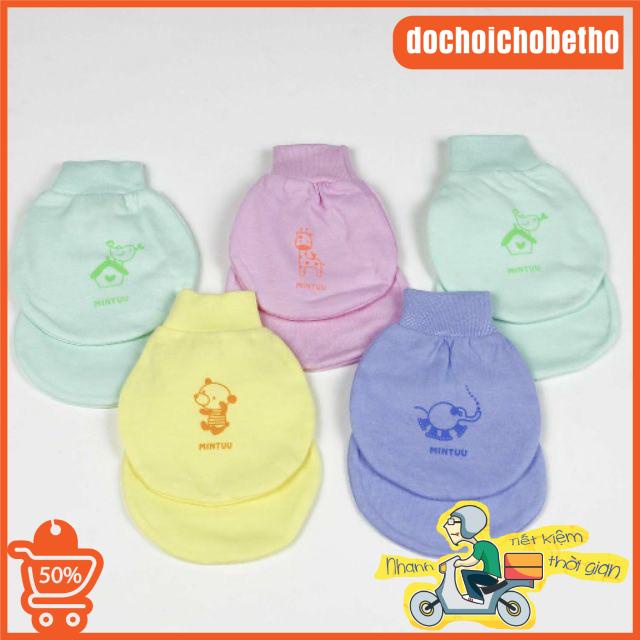 Bao tay chân Minh Triều Mintuu mẫu cổ tròn, set bao tay chân cô bo không hằn không ngứa cho trẻ sơ sinh