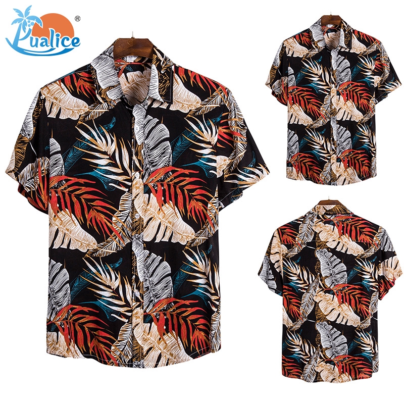 Short Sleeve Printable Shirt Hawaii 2020 Men's Fashion Blouse Floral Short Sleeve Blouse Shirt Men Short Sleeve Shirt345