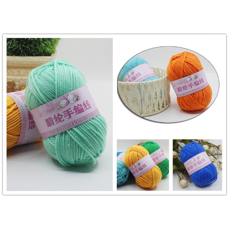 Cuộn len đan sợi móc nhiều màu 50g