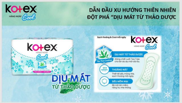 Băng vệ sinh Kotex thảo dược cool hằng ngày-gói 20 miếng