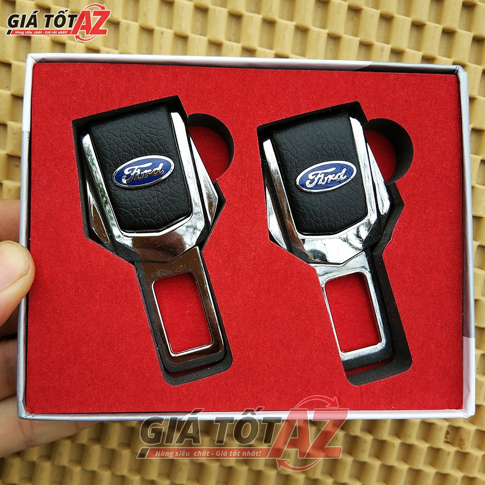 Chốt ngắt cảnh báo thắt đai an toàn xe ô tô - Logo F.O.R.D loại bọc da
