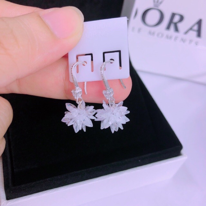 Bông tai nữ bạc ta giá rẻ mẫu hoa chùm trẻ trung lấp lánh - Kho sỉ bạc Nhất Linh