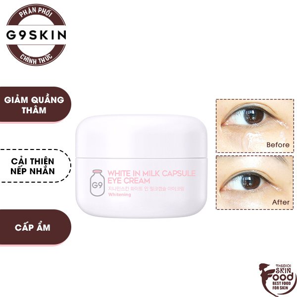 Kem Dưỡng Mắt Đánh Tan Quầng Thâm G9Skin White In Milk Capsule Eye Cream 30g