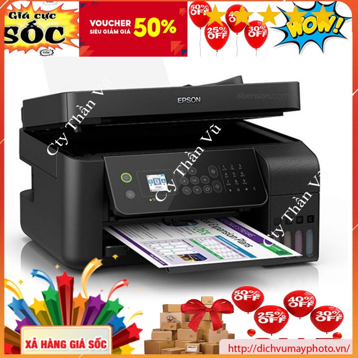 Máy in màu đa năng EPSON L5190 mới 100% in màu copy scan fax in wifi không dây bảo hành MVP Thăng Long