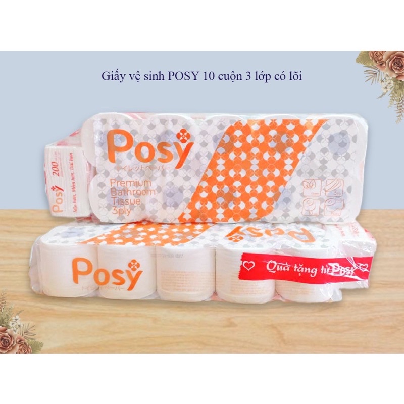 Giấy vệ sinh Posy cao cấp (giấy lụa k tẩy-1 bịch 10 cuộn)