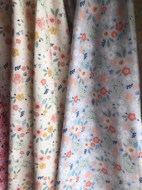 Vải thô hoa vintage 100% cotton mềm mát ít nhăn
