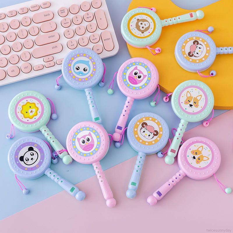 Trống lục lạc đồ chơi cho bé sơ sinh 1 tuổi màu vàng vui nhộn