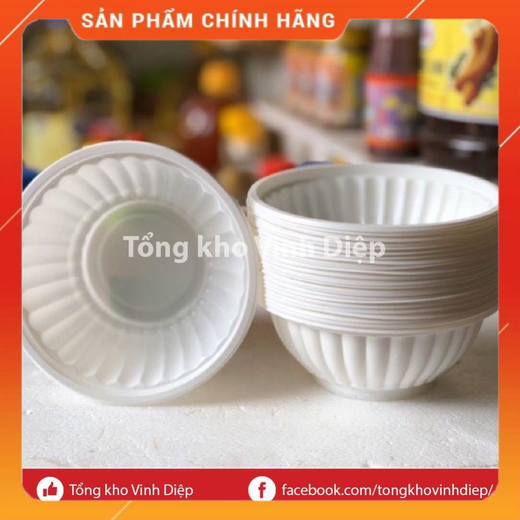 Combo 50 chiếc chén bát nhựa dùng 1 lần 3 size nhỏ vừa lớn