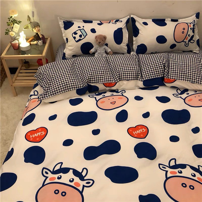 Bộ chăn ga gối cotton poly bò sữa Minh Nhật - chăn mền, drap giường, vỏ gối - ga giường đủ size | BigBuy360 - bigbuy360.vn