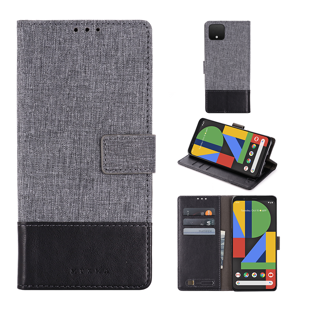 Bao da vải nắp gập có ngăn đựng thẻ cho Google Pixel 4 4a 3a 3 Xl