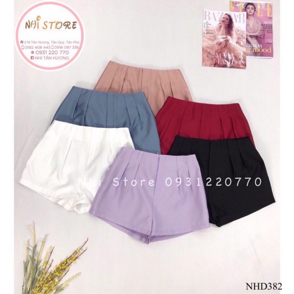 [Freeship 50k] Quần Short Nữ NHISTORE -Quần Short Lưng Cao Xếp Ly Có Túi Thời Trang Freesize Dưới 57kg