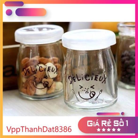 (Sale)  Hộp 12 Hũ thủy tinh có hình làm sữa chua, pudding 100ml hàng việt nam nhiều hình ngộ nghĩnh