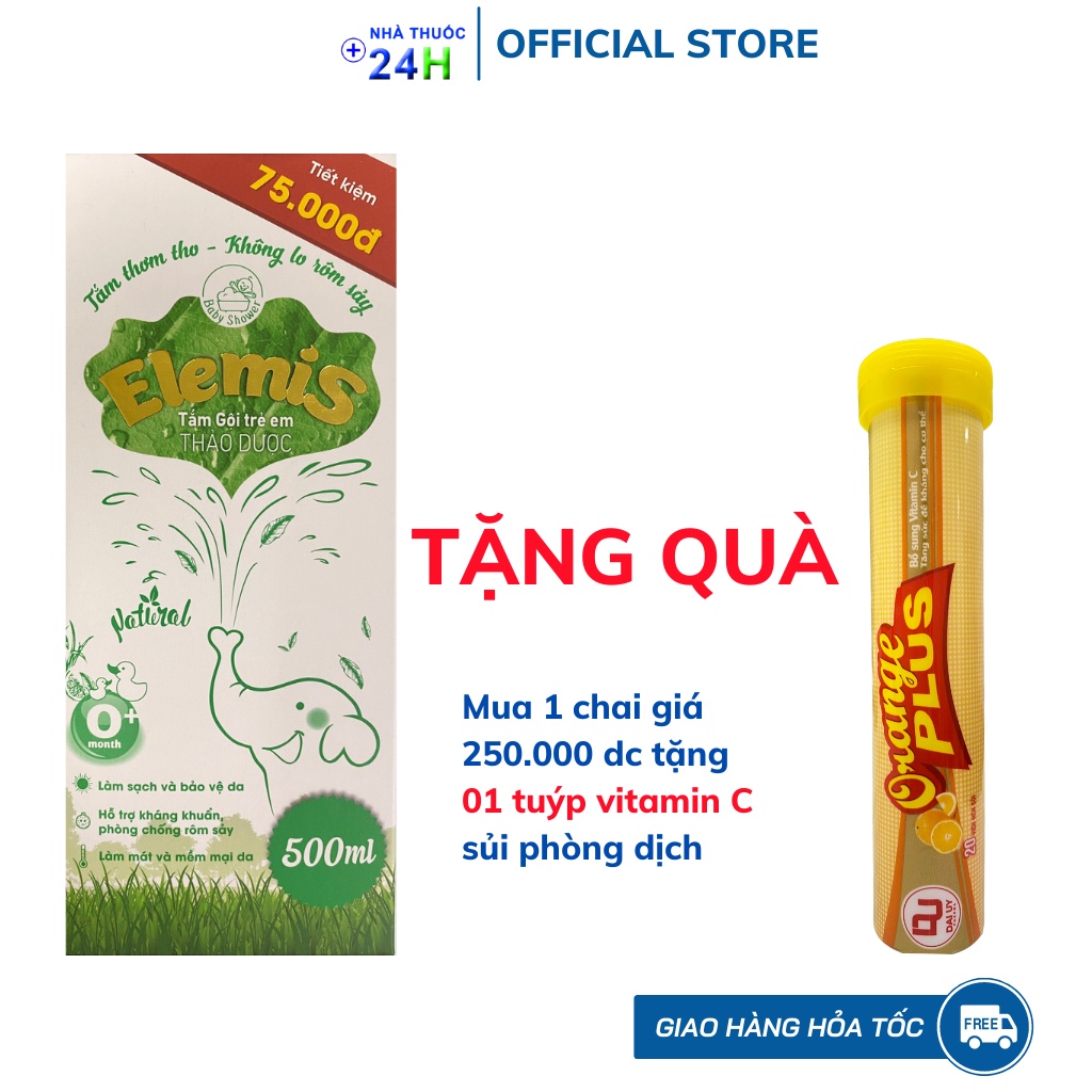 Chai To Sữa tắm Elemis 500ml Thảo Dược Dành Cho Trẻ Nhỏ,Rôm Sẩy,Mụn Nhọt,Mẩn Ngứa,Dị Ứng