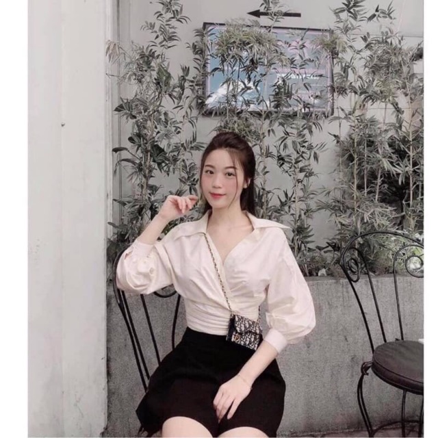 Set áo sơmi tay phồng bo eo nữ, giá chỉ 219,000đ! Mua ngay kẻo hết ...