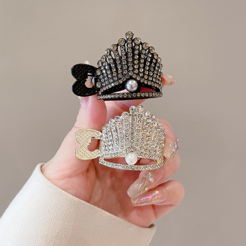 Kẹp Tóc Hình Vương Miện Đính Ngọc Trai Nhân Tạo Thời Trang