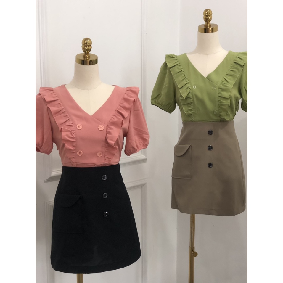 Chân váy chữ A, túi có nắp, 3 cúc, thiết kế cao cấp TK FASHION - CVK212