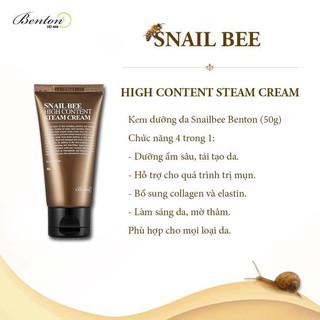 Kem Dưỡng Da Benton Snail Bee High Content Steam Cream