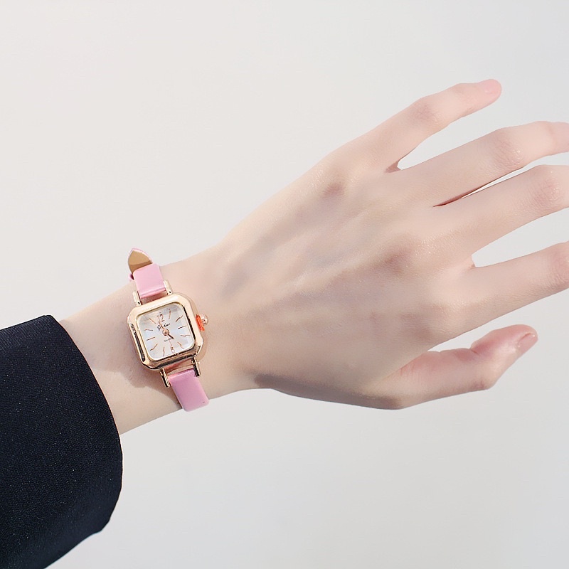 Đồng hồ nữ Yuhao mặt vuông nhỏ vintage dây da bóng sang trọng | BigBuy360 - bigbuy360.vn