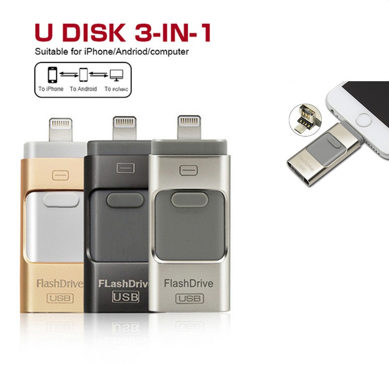 Usb Otg 3 Trong 1 32gb 64gb 128gb Cho Iphone 4 5 6 7 8 X Xs Max Xr 11 Pro Max