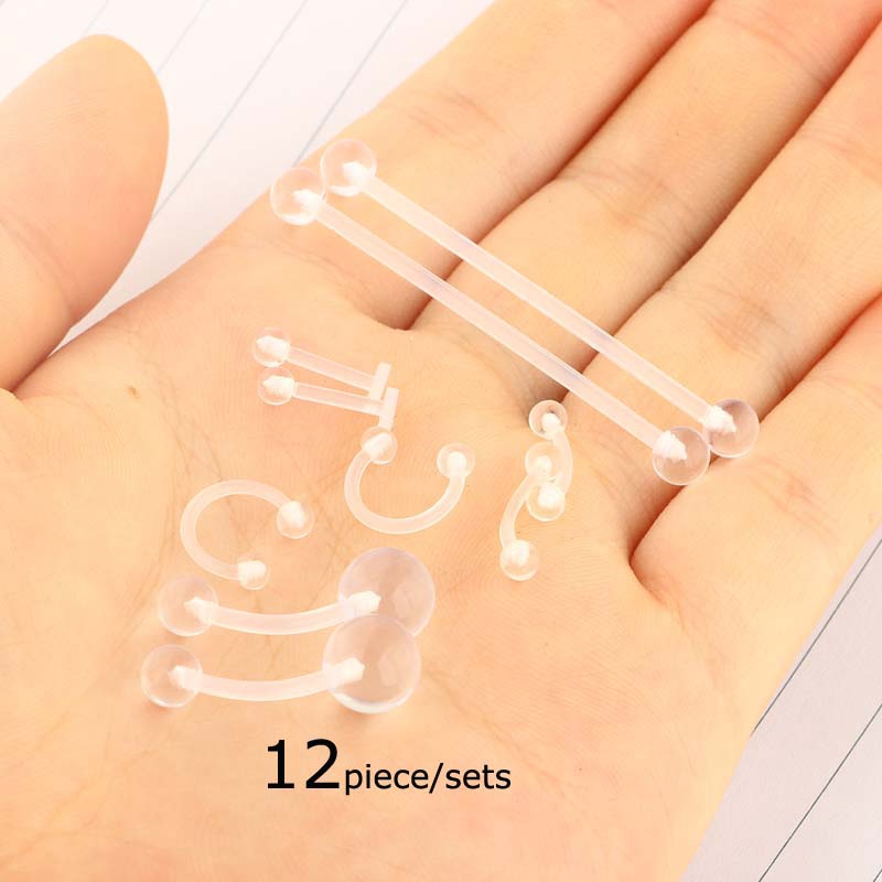 Bộ 12 Khuyên Mũi Trong Suốt Cá Tính