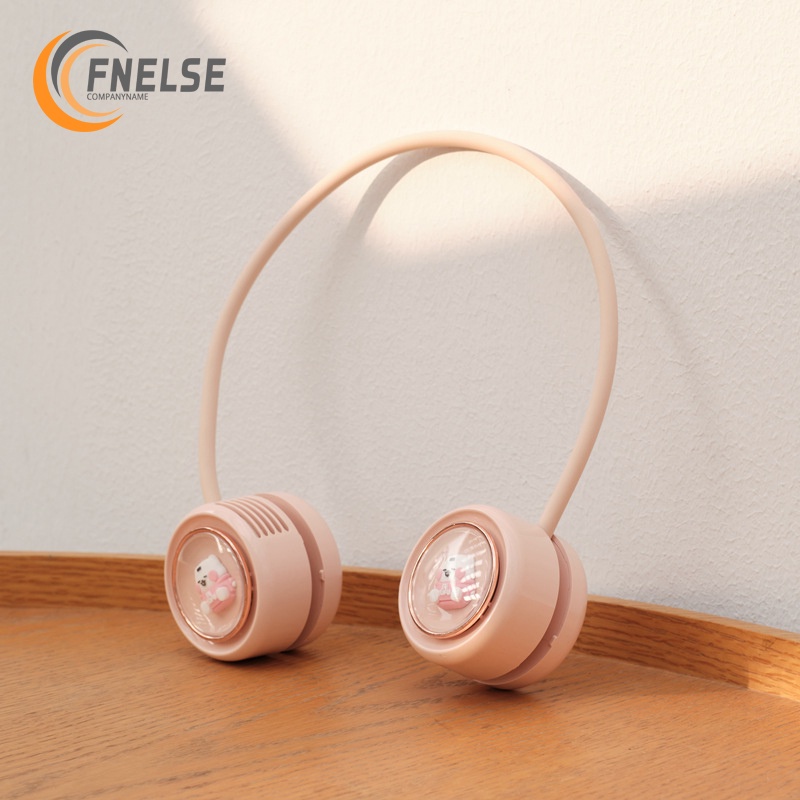 Quạt làm mát FNELSE đeo cổ di động dễ thương họa tiết thú cưng