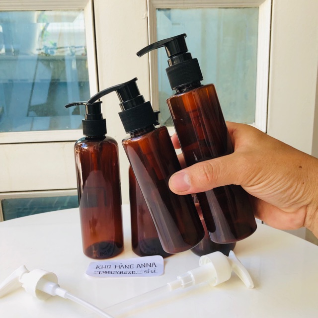 Chai lọ 100ml / 150ml màu nâu, trong suốt chiết mỹ phẩm- chai pet nhựa xịt sương/ xịt giọt/ nắp nhôm/ nắp bật/ xịt kính