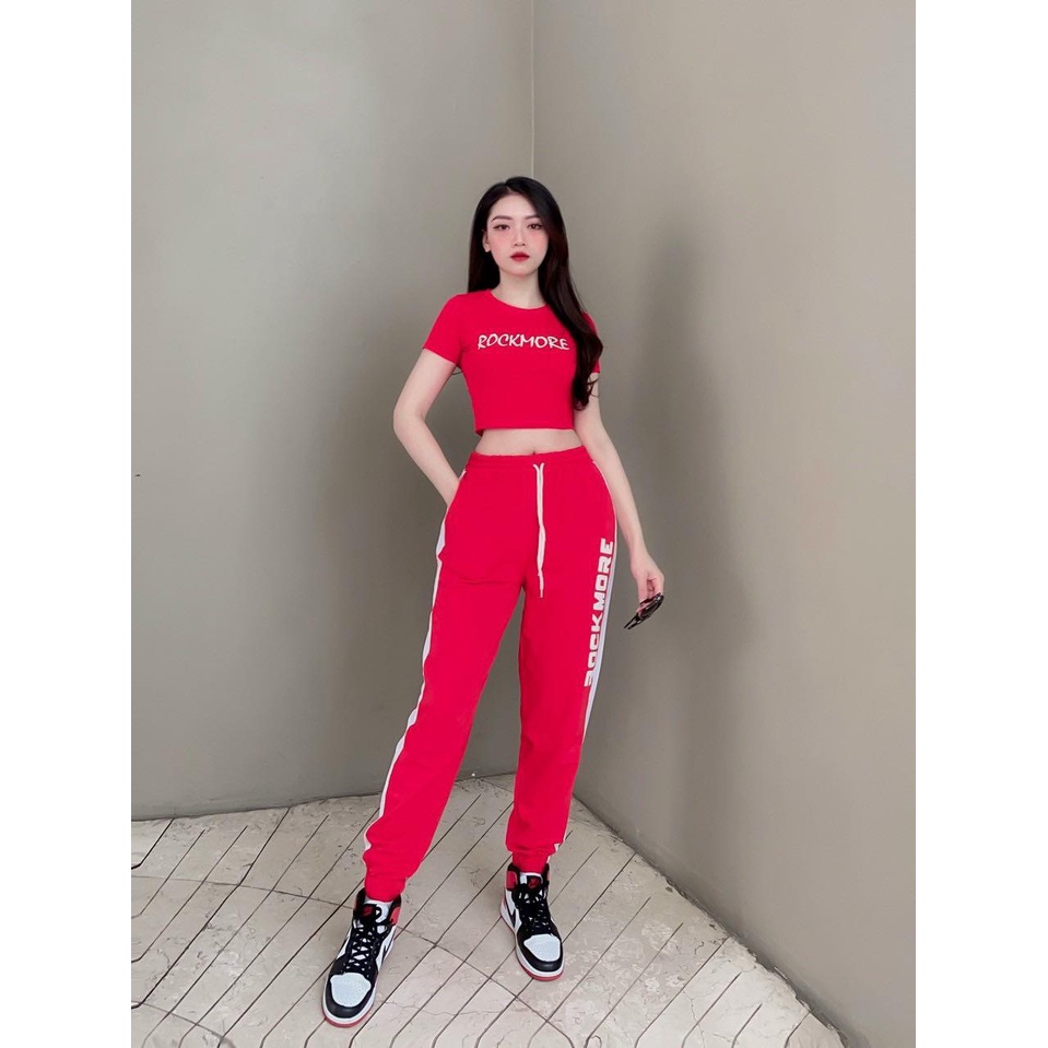 BỘ TẬP ROCK MORE ÁO CROPTOP QUẦN JOGGER SIÊU HOT MẶC ĐI CHƠI TẬP GYM, ZUMBA