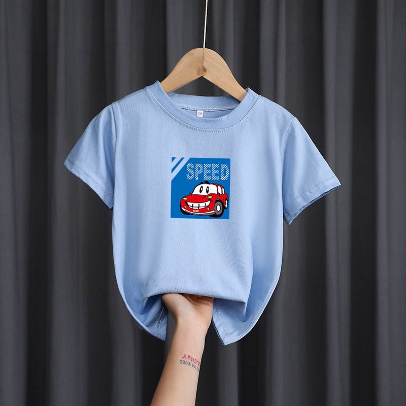 Áo Thun 100% Cotton Tay Ngắn Thoáng Khí In Họa Tiết Hoạt Hình Thời Trang Mùa Hè Cho Bé
