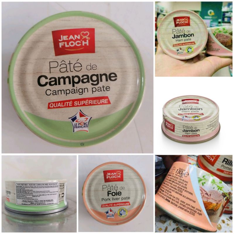 {Hộp 130g} Pate Pháp Jean Floc'h. Có Pate Gan và thịt Heo, Gan Heo, Jambon...Hàng nhập khẩu