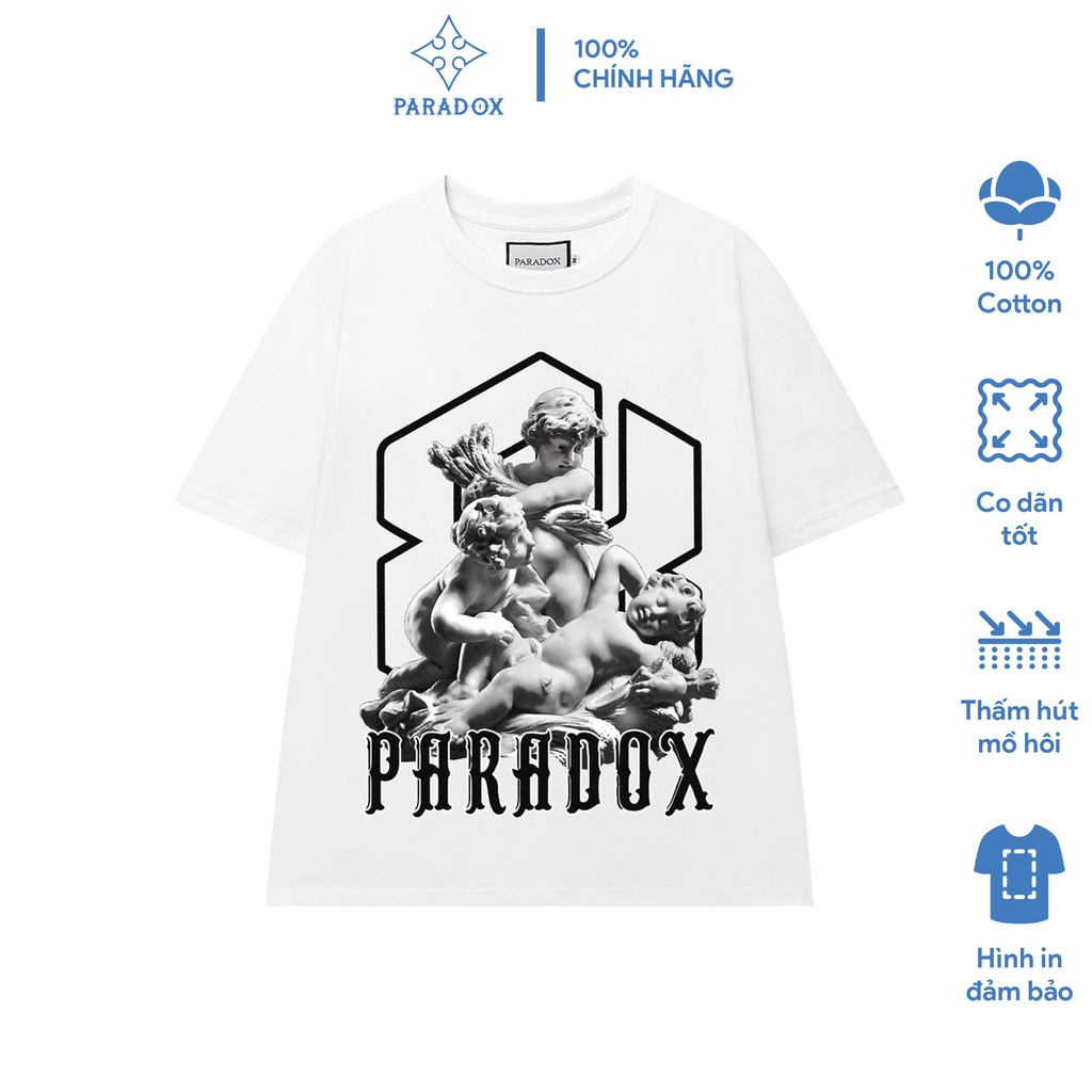 Áo thun form rộng Paradox tay lỡ - Unisex - In hình - KIDDO - Màu trắng | BigBuy360 - bigbuy360.vn