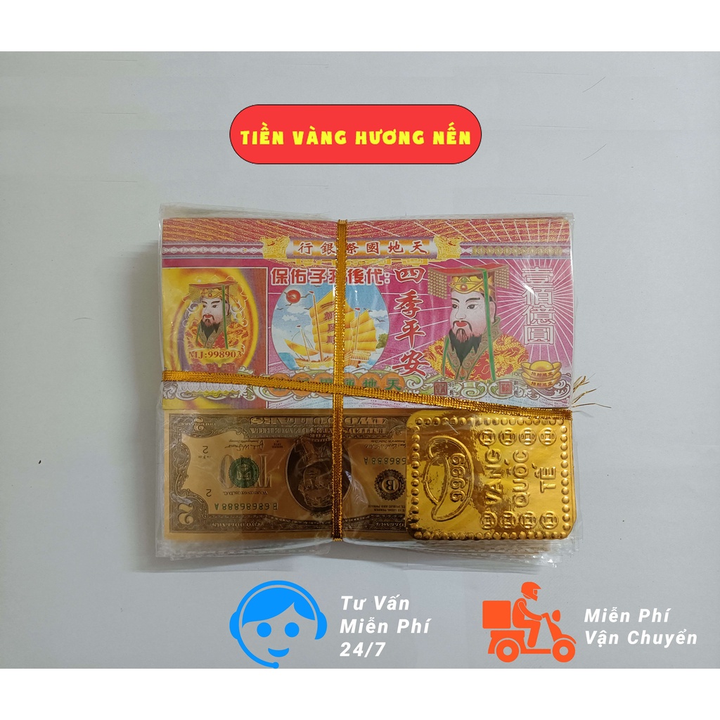 Đồ thờ cúng Tiền Vàng mã loại thần tài loại đẹp gồm tiền đô la địa phủ và vàng SJC 999 - Shop Tiền Vàng Hương Nến