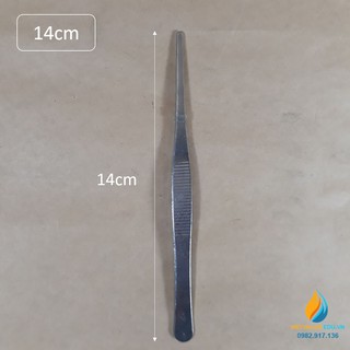 Nhíp gắp mẫu phòng thí nghiệm, dài 14cm thép không gỉ, đầu gắp thẳng có răng