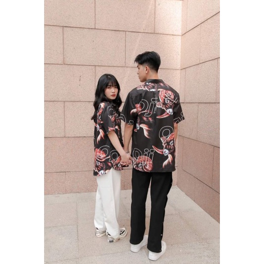 Áo Sơ Mi Tay Ngắn Unisex Cổ Bẻ Phong Cách Hàn Quốc Freesize