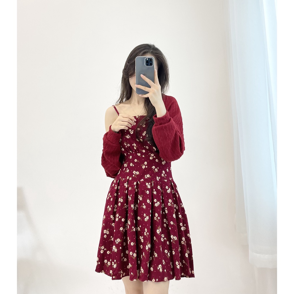 (FREESHIP) set váy hai dây kèm áo cardigan miho.house