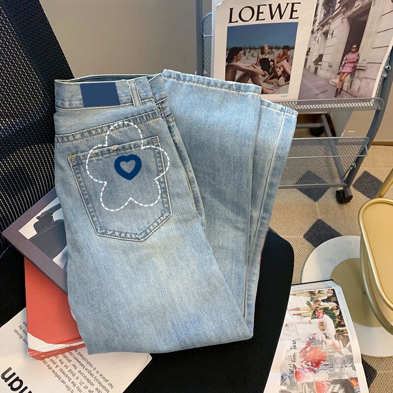 Quần Jean Dài Lưng Cao Dáng Ôm Màu Sắc Tương Phản Thời Trang Mùa Hè Xinh Xắn Cho Nữ