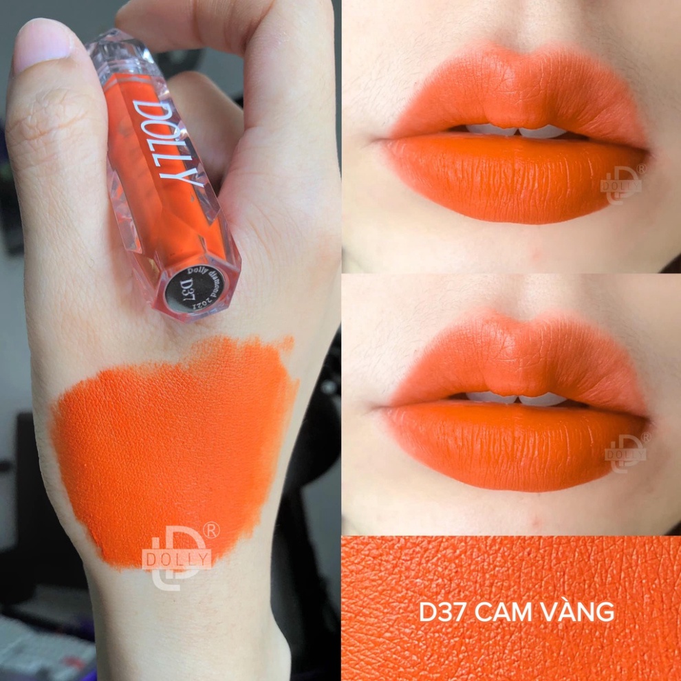 Son Lì, Kem DOLLY DIAMOND VELVET Không Chì Cao Cấp NEW 2022 Màu Cam Vàng