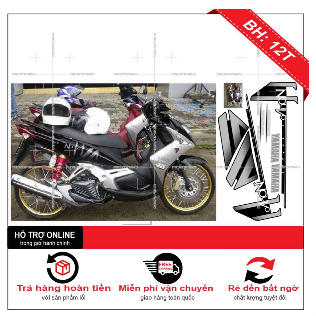 TEM XE NOUVO 4 LX XÁM ĐEN -- SHIN DECAL 2