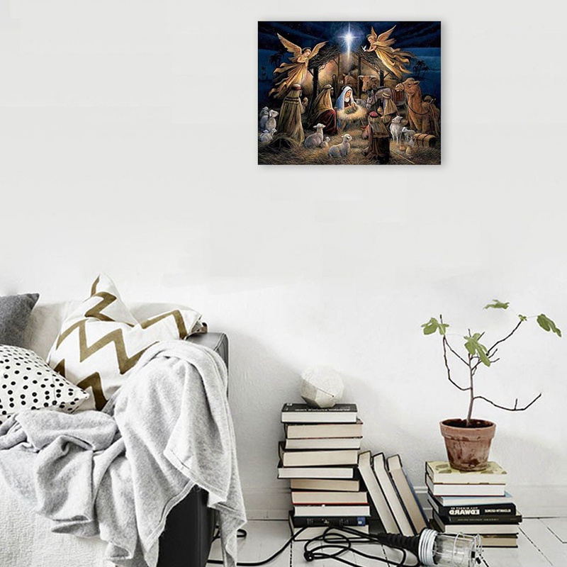 Bộ Tranh Đính Đá Tròn Diy Hình Chúa Jesus Và Thiên Thần Trang Trí Nhà Cửa