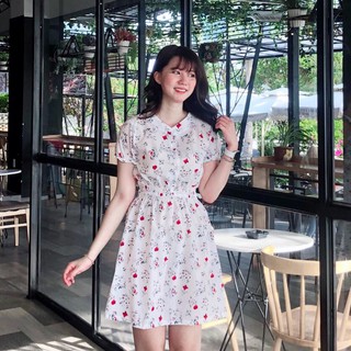 [HÌNH THẬT] ĐẦM NẸP NÚT THUN NHÚN EO