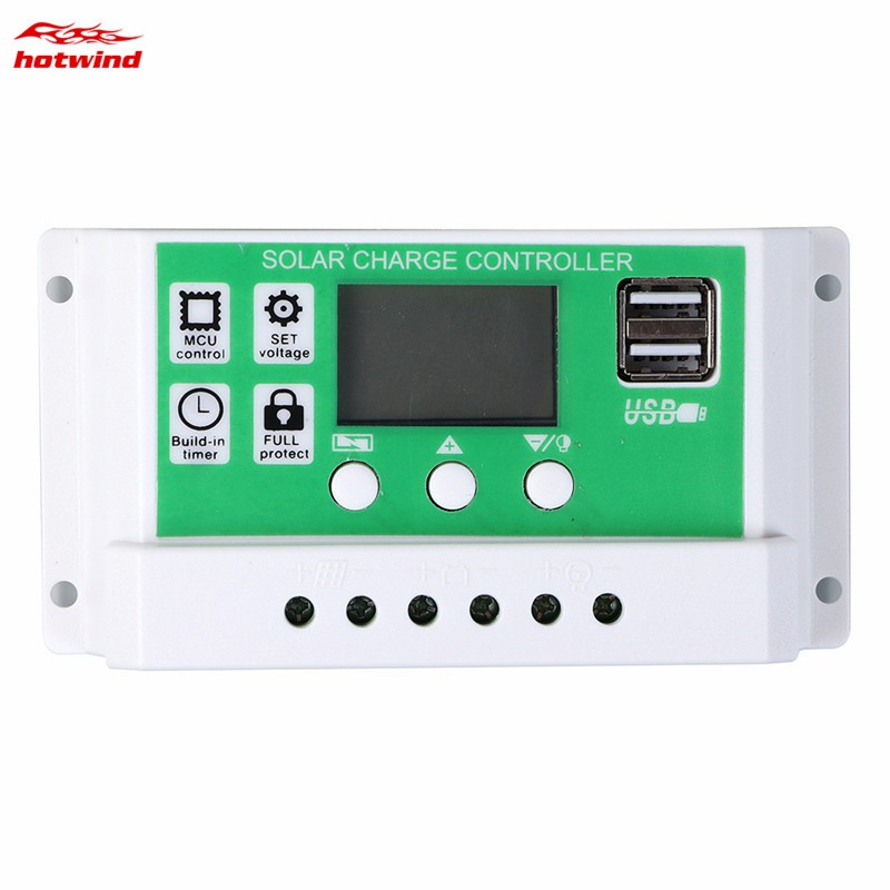 HW Solar Panel Charger Controller Lithium Battery LCD Display PWM Dual USB 10A/20A/30A 12V 24V