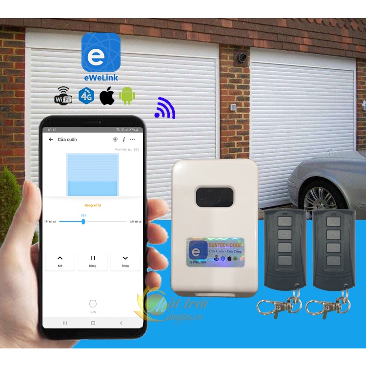 Hộp điều khiển cửa cuốn Wifi Ewelink (mô tơ xích 220VAC)