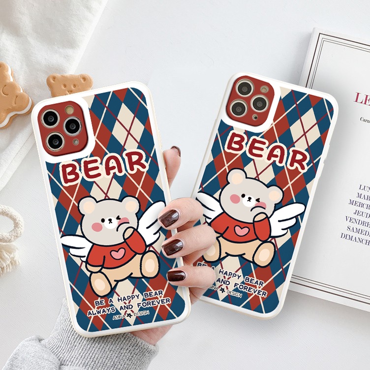 Ốp lưng iphone gấu cạnh vuông dẻo viền vuông iphone 6splus/7/7plus/8/8plus/x/xr/xs/11/12/pro/max/plus/13promax tr102