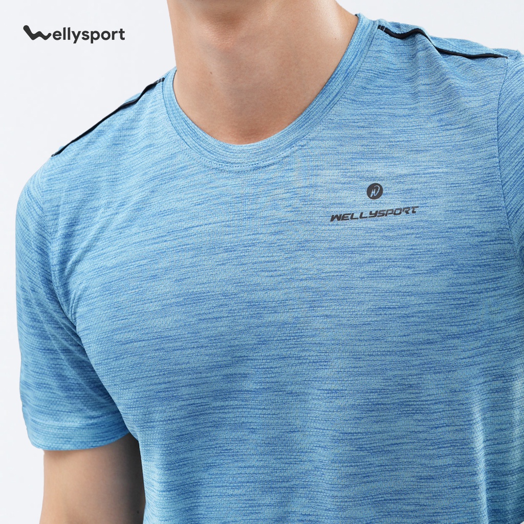 Áo Thun Thể Thao Nam Cổ Tròn Logo, chất liệu cao cấp, Welly Sport, Màu Xanh Dương, Mã ALGNT02