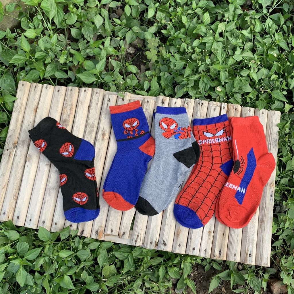 [HOT DEAL] Combo 5 tất trẻ em chống trơn hình người nhện, spider men, siêu nhân