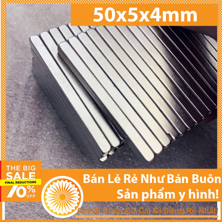 Nam châm chữ nhật 50x5x4mm loại nam châm đất hiếm siêu mạnh