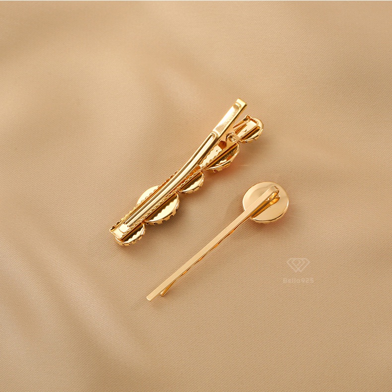 Kẹp tóc Bella 925 bộ 2 cài tóc đính đá cổ điển phong cách Hàn Quốc