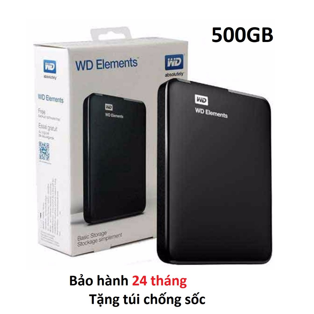 [Mã ELHAMSO giảm 10% tối đa 50k] Ổ cứng di động 500GB Western WD Elements tặng túi chống sốc cụt | BigBuy360 - bigbuy360.vn