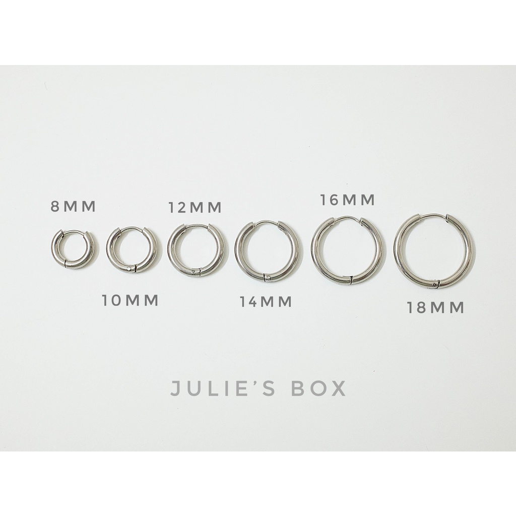 Khuyên Tai Hoop Tròn Nhiều Size Dày 2.5MM Xỏ Nam Nữ Hình Unisex Titanium Không Gỉ Không Ngứa Julies Box 66